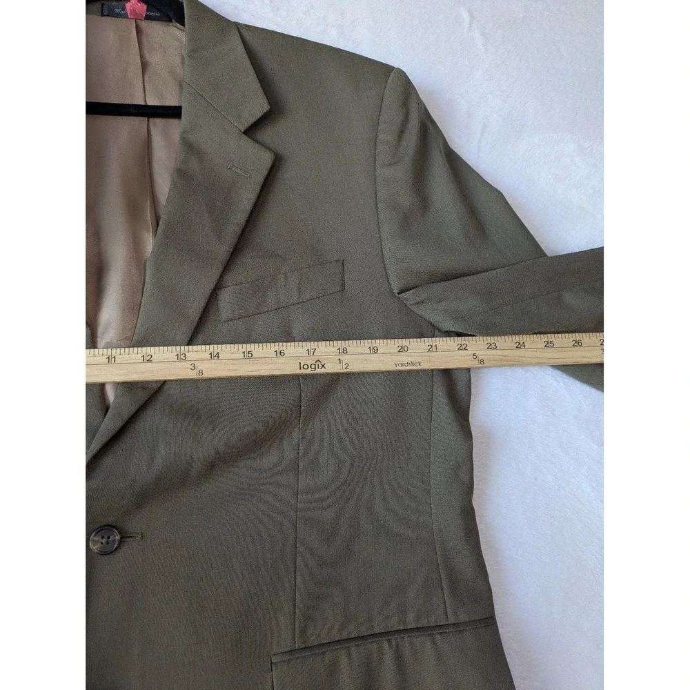 Chaps Blazer Mens 42R Olive Green 100% Wool Two Button Single Vent Suit Jacket